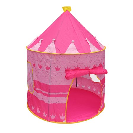 Children Play Princess Tent Pink - Tent for Girl Castle for Indoor/Outdoor Use With Glow in the Dark Stars Foldable with Carry Case -