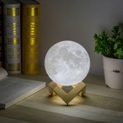 Rechargeable Drop Lights Usb Printing Moon Lunar Led Night Light Lamp With Wooden Stand Rechargeable 12 Cm Diameter