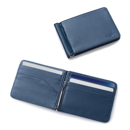 Zodaca Mens Stylish Thin Leather Wallet Bifold Slim ID Credit Card Holder with Removable Money Clip - Dark