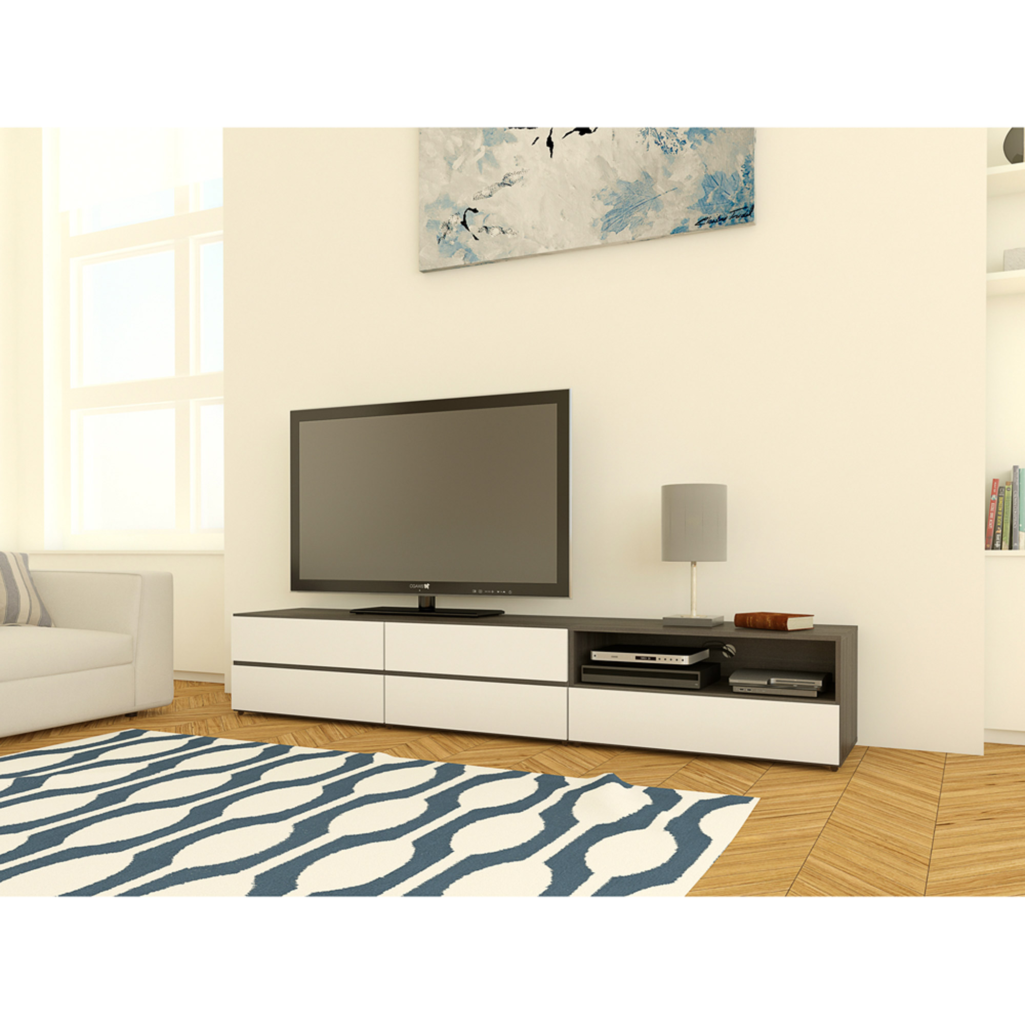 Nexera Allure TV Stand for TVs up to 60'', White/Ebony