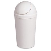 White Trash Cans Round Swing Top Waste Basket Dust Container Recycling Bin Trash Can For Home Powder Room Kitchen