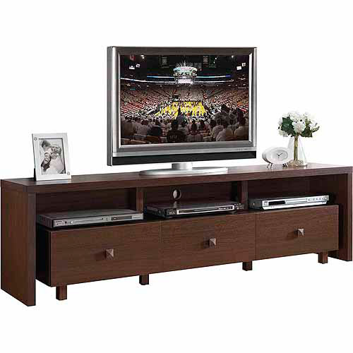 Techni Mobili Light Walnut TV Stand with 3 Drawers for TVs up to 70''