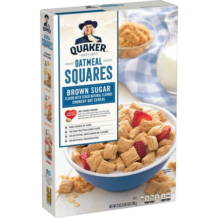 Quaker Oatmeal Squares Breakfast Cereal, Brown Sugar, 21 oz Box ...