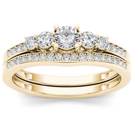 - 1/2 Carat T.W. Diamond Classic 14kt Yellow Gold Engagement Ring Set