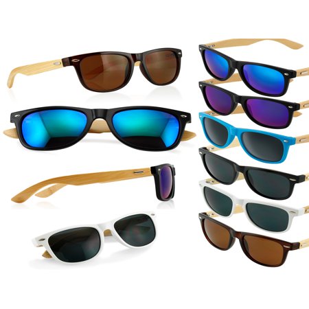 Fashion Vintage Wood Wooden Frame Mens Womens Glass Bamboo Sunglasses