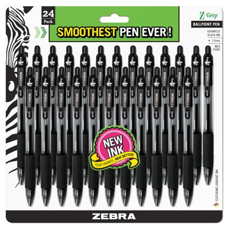 Zebra Z-Grip Retractable Ballpoint Pen, Medium Point 1.0mm, Black Ink, Clear Barrel, (Best Pen Brands For School)