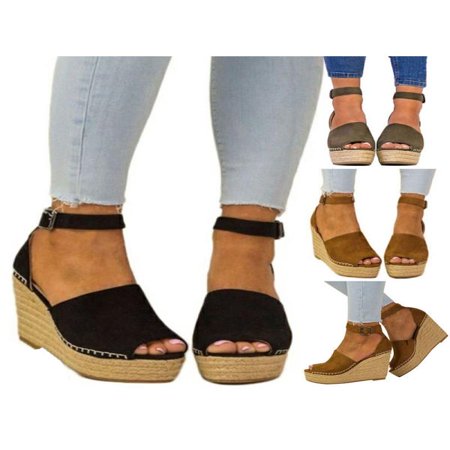 Sequins High Heel Platform - Meigar Women's Casual Shoes Espadrille W e d g e Sandals Platform High Heels Ankle Strap