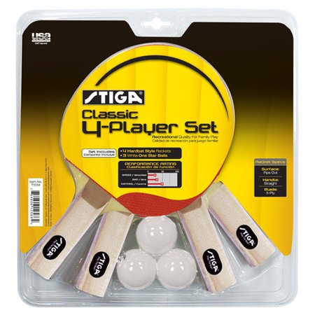 STIGA Classic 4-Player Table Tennis Set (Best Recreational Ping Pong Paddle)