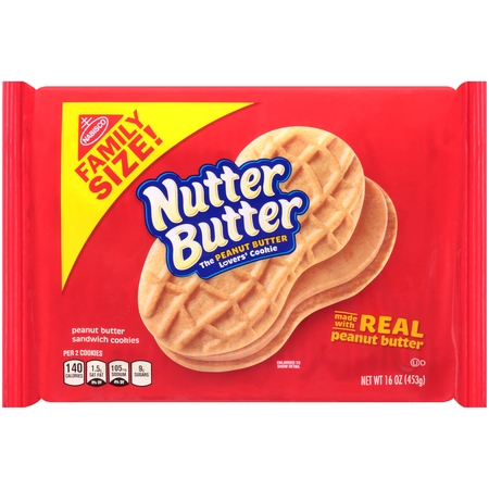 Nabisco Nutter Butter Real Peanut Cookies Family Size, 16 (Best Almond Butter Cookies)