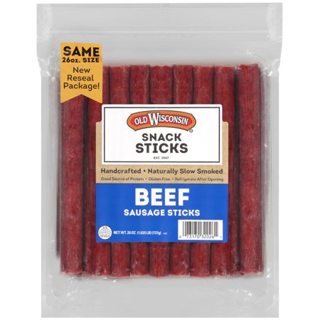 Old Wisconsin Snack Sticks Beef Sausage Sticks, 26 (Best Sausage Stuffer For Snack Sticks)