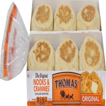 - Thomas' Original Nooks & Crannies English Muffins, Plain, 12 count, 24 oz