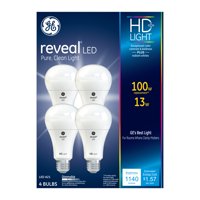 GE LED 17W Reveal General Purpose, A21 Medium Base, Dimmable, 4pk Light Bulbs