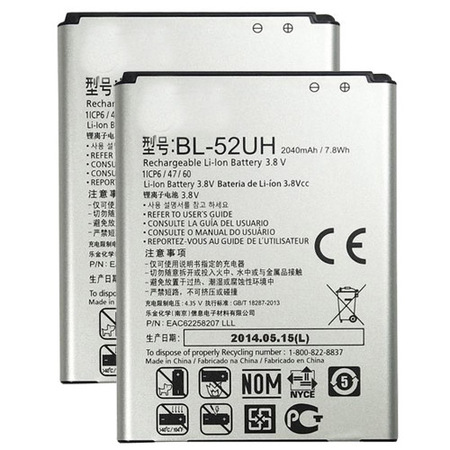 2 Pack Battery for LG BL-52UH Mobile Phone