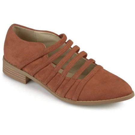 - Brinley Co. Womens Stacked Wood Heel Almond Toe Strappy Flats