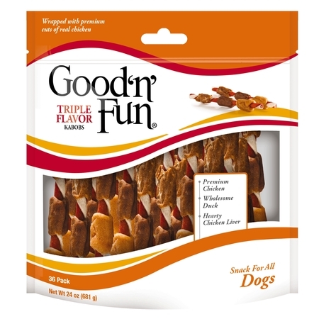 Good'n'Fun Triple Flavored Kabobs Rawhide Chews for Dogs, 36 Count (24 (Best Hot Dogs In Ct)