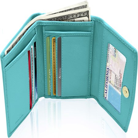 Ladies Leather Tri Fold Wallet - Small Trifold Wallets For Women - Credit Card Holder With Coin Purse RFID Blocking Gifts For Her