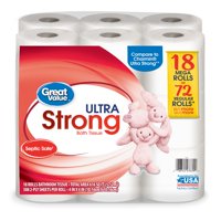 Great Value Ultra Strong Toilet Paper, 18 Mega Rolls