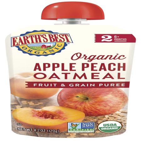 Earth's Best Organic Stage 2, Apple Peach Oatmeal Fruit and Grain Puree, 4.2 Ounce (Best Oatmeal For Diabetics)