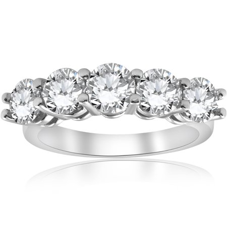 3 CT Round Diamond Five Stone Wedding Anniversary Engagement Ring 14K White
