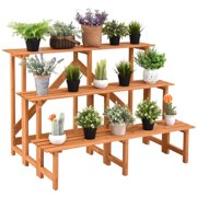Plant Racks 3 Tier Wide Wood Plant Stand Flower Pot Holder Display Rack Shelves Step Ladder