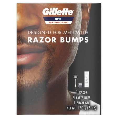Gillette SkinGuard Men's Razor Handle, 4 Blade Refills + Shave (Best Shaving Gel For Safety Razor)