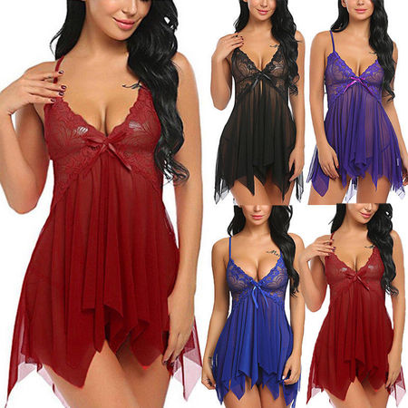 US Sexy lingerie silk robe dress pajamas women's Nightdress Nightgown (Best Say Yes To The Dress Gowns)