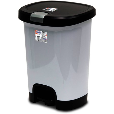 Hefty 7-Gal Textured Step-On Trash Can with Lid Lock and Bottom Cap, Multiple Colors