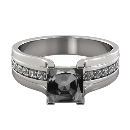 - 2.20 CTW 14K White Gold Black Diamond Ring with Diamonds Bridge Vintage Promise