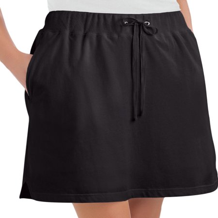 Women's Drawstring Cotton Knit Pull-On Skort with Elastic Waistband - Casual Summer Apparel, Xx-Large, Black