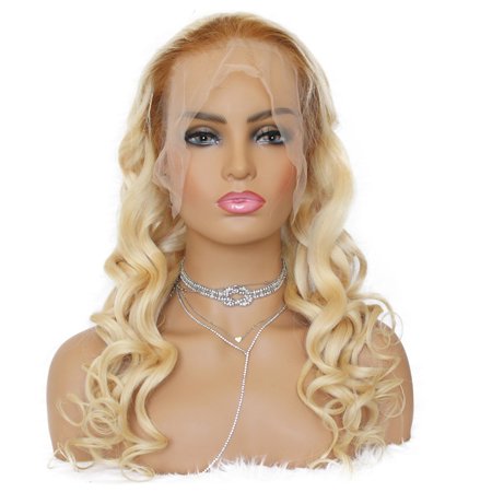 - AISOM Lace Frontal Human Hair Wigs Brazilian Loose Wave Hair 613 Blonde Color 150% Density, 24