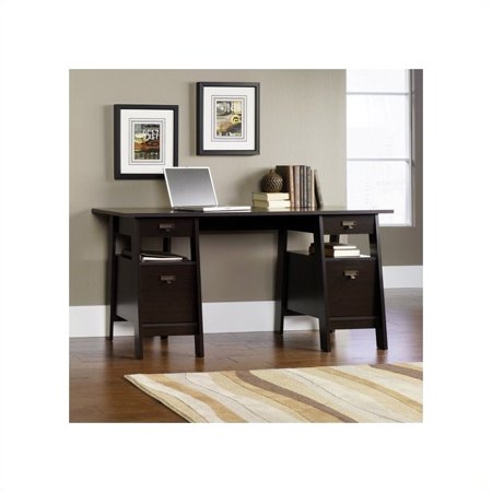 Sauder Stockbridge Executive Trestle Desk Jamocha Wood Finish Sauder Stockbridge Executive Trestle Desk Jamocha Wood Finish
