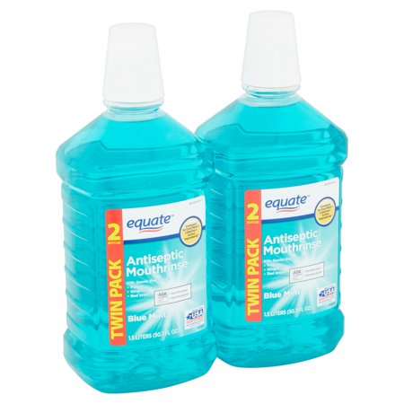 - Equate Antiseptic Mouthrinse, Blue Mint, 101.4 fl oz, 2 Count