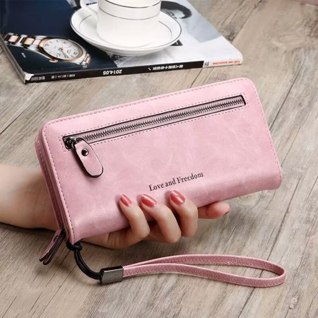 - Grtsunsea Women Retro PU Leather Zipper Long Purse Card Holder Wallet Phone Bag For under 5.5inch Cellphone
