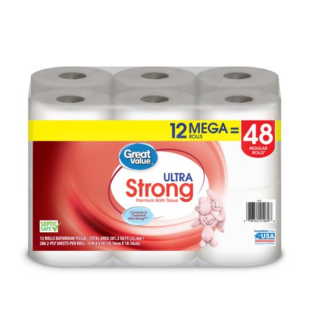 Great Value Ultra Strong Toilet Paper, 12 Mega (Best Toilet Paper To Use With Septic System)