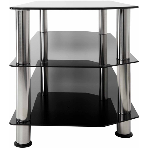 AVF Black Glass Floor Stand with Chrome Legs for TVs up to 55''