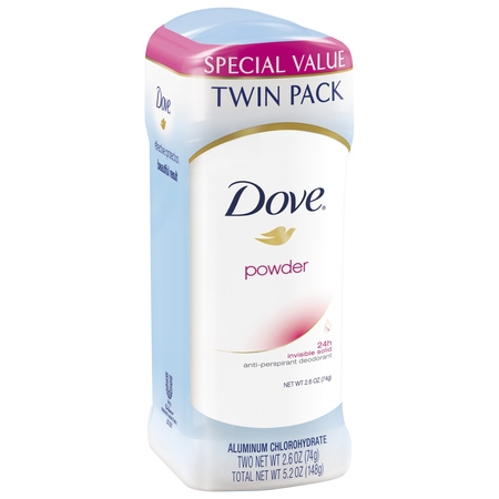 (4 count) Dove Powder Antiperspirant Deodorant, 2.6 oz, 2 Twin (Best Deodorant For Women With Strong Odor)