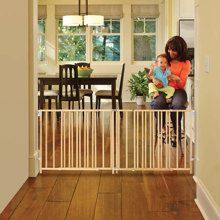 North State Natural Wood Extra Wide Swing Baby Gate,