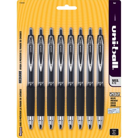 - uni-ball 207 Retractable Gel Pens, Medium Point (0.7mm), Black, 8 Count