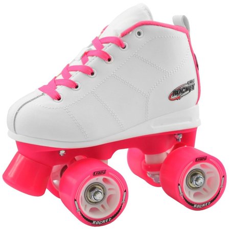 Crazy Skates Rocket Roller Skates for Girls | A Great Beginner Skate with Supportive Fit and Smooth Braking | White and