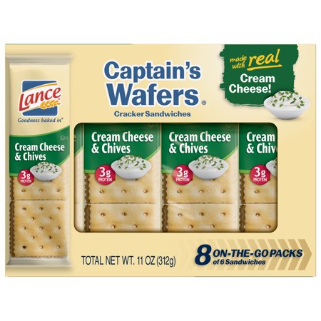 Lance Captain's Wafers Cream Cheese and Chives Sandwich Crackers, 8 (Best Cream Cheese For Bagels)