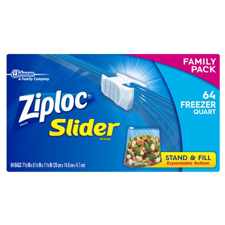 Black Slider - Ziploc Slider Freezer Bags, Quart, 64 Count