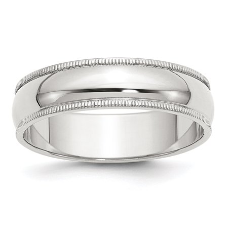 925 Wedding Band Style Ring - .925 Sterling Silver 6 MM Half-Round Milgrain Wedding Band Ring, Size 9