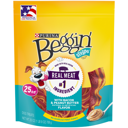 Training Treat Pouch - Purina Beggin' Strips Dog Training Treats, With Bacon & Peanut Butter Flavor - 25 oz. Pouch