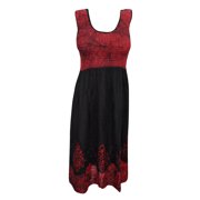 Mogul Womens Summer Dress Black Red Sleeveless Boho Style Evening Dresses