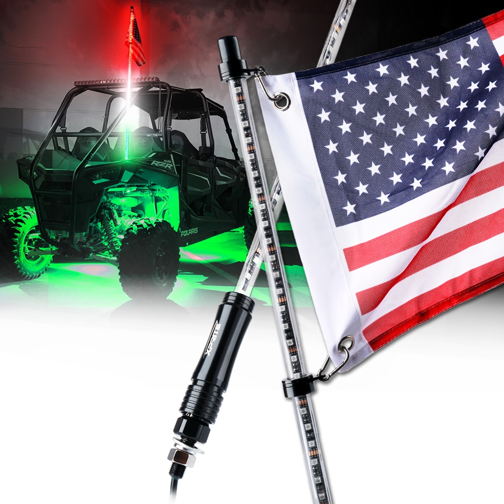 6 Feet Quick Release ATV UTV LED Light Whip with Flag White