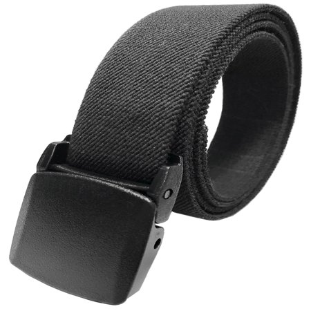Men's Military Plastic Cam Black Flip Top Buckle with Elastic Web Belt Small