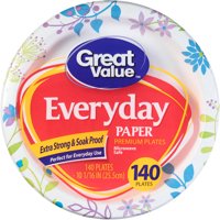 Great Value Everyday Paper Dinner Plates, 10 1/16", 140 Count