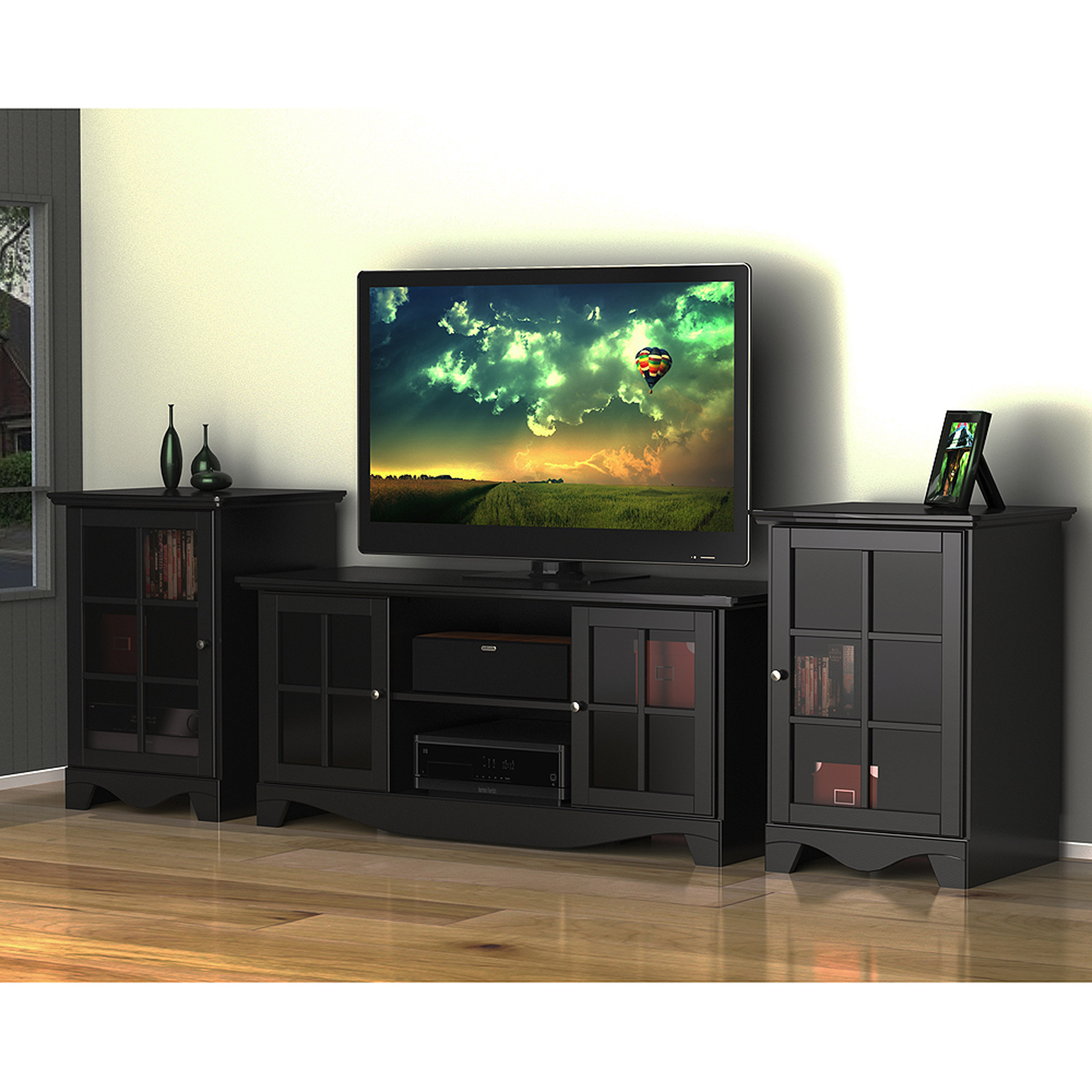 Pinnacle Center Channel Black TV Stand, for TVs up to 60''