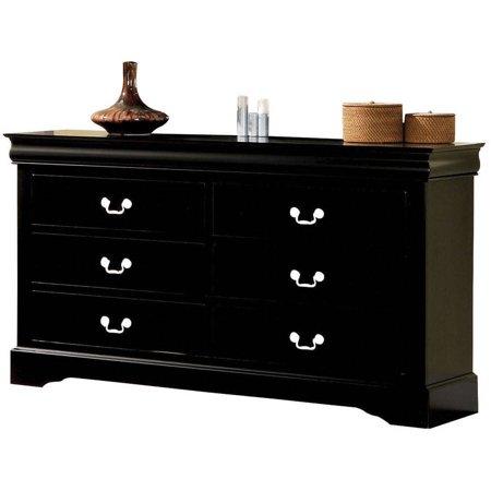 Acme Furniture Louis Philippe III Black Dresser with Six Drawers