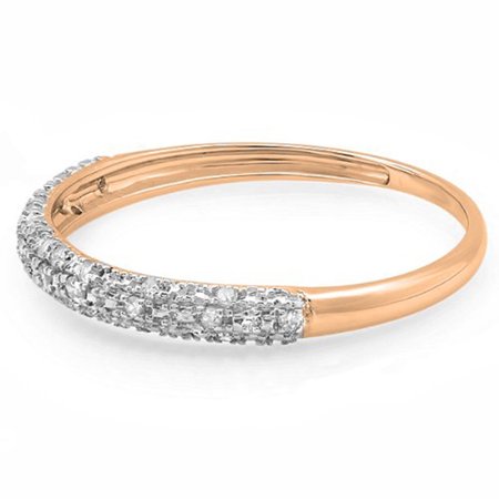- Dazzlingrock Collection 0.10 Carat (ctw) 14k Round Diamond Ladies Anniversary Wedding Band Stackable Ring 1/10 CT, Rose Gold, Size 6.5